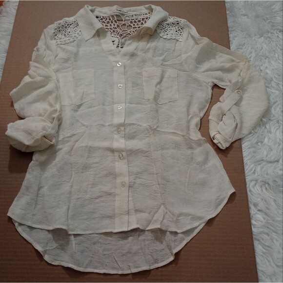 Wishful park whiteoff Long sleve bottom dow womens blouse - Picture 1 of 16